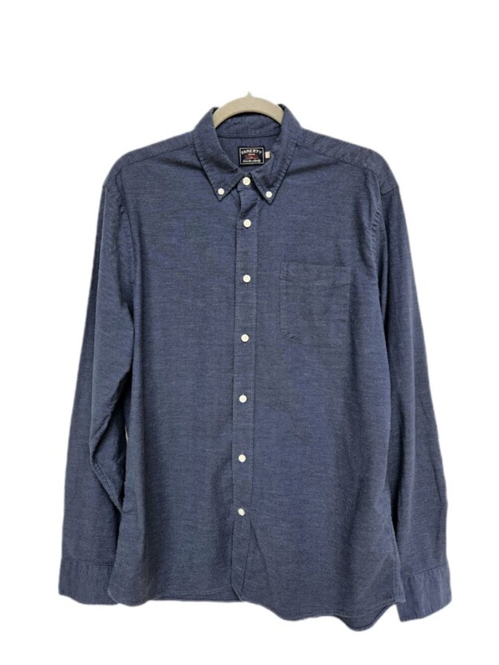 Faherty Supima Oxford Button Down Shirt Navy Heather L